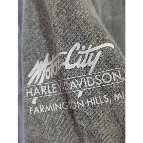 Harley-Davidson Men's Brown Solid Distressed Short-Sleeve Shirt Size M - Picture 2 of 7